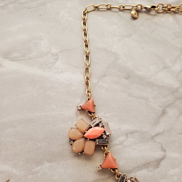 ✨ J.Crew Orange Touple Rhinestones Crystals Cluster Statement Necklace ✨ - Picture 7 of 15